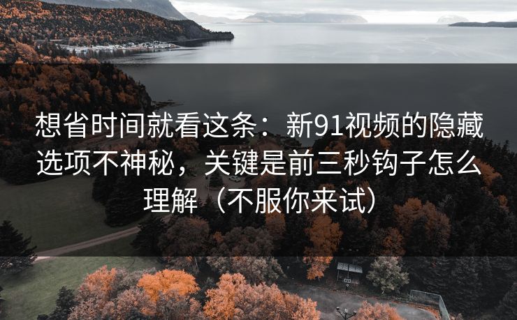 想省时间就看这条：新91视频的隐藏选项不神秘，关键是前三秒钩子怎么理解（不服你来试）