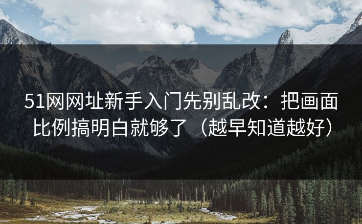 51网网址新手入门先别乱改：把画面比例搞明白就够了（越早知道越好）